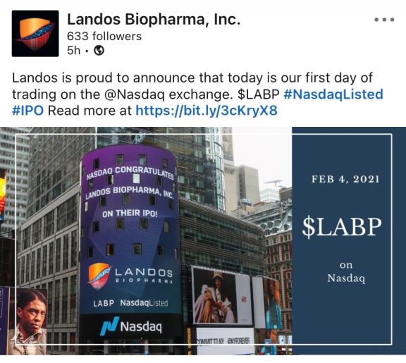 Landos BioPharma Twitter Screenshot