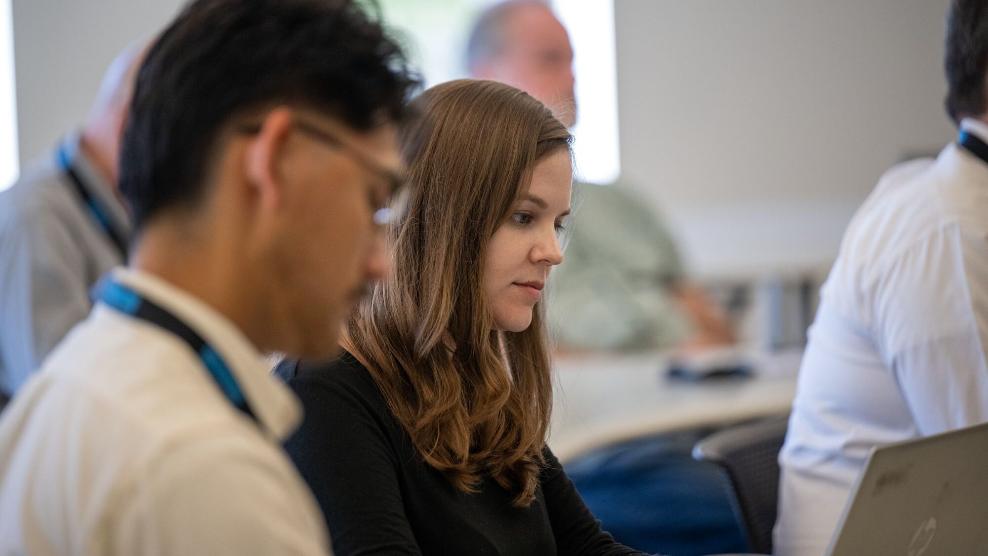 Two people collaborating